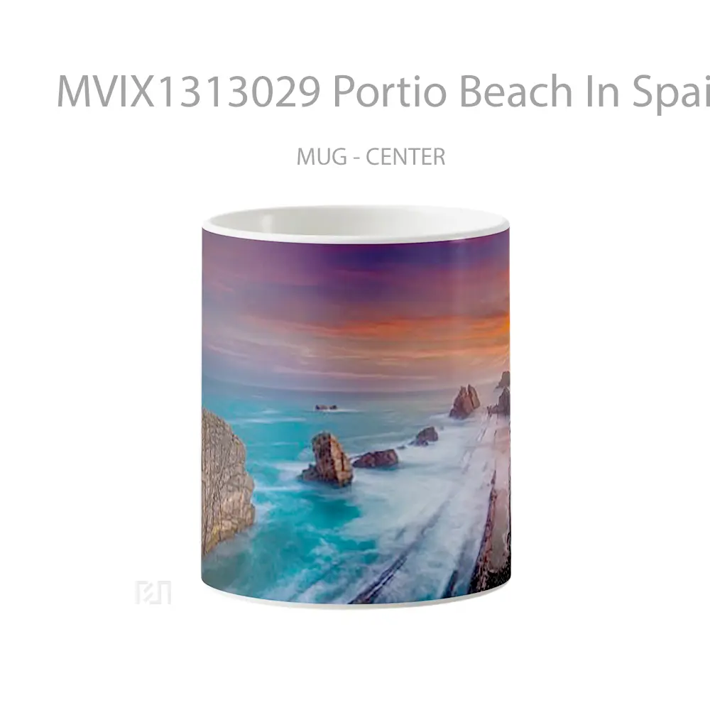 Mug Portio Beach In Spain At Sunset Gelas Pemandangan Alam