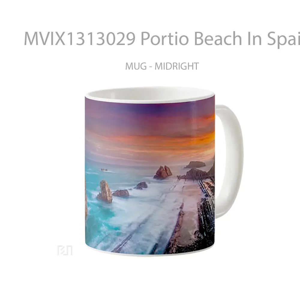 Mug Portio Beach In Spain At Sunset Gelas Pemandangan Alam - All-side / Desain