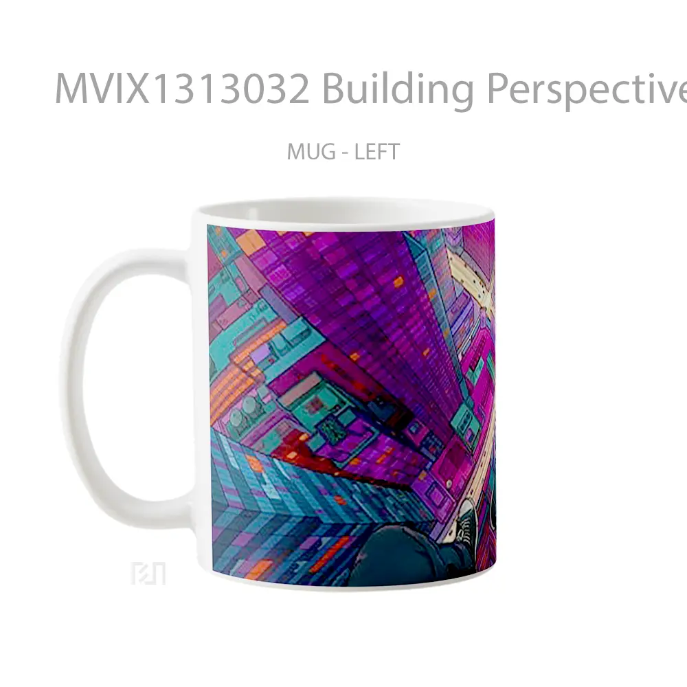 Mug Building Perspective From Above Digital Art Gelas Seni Modern - All-side / Desain