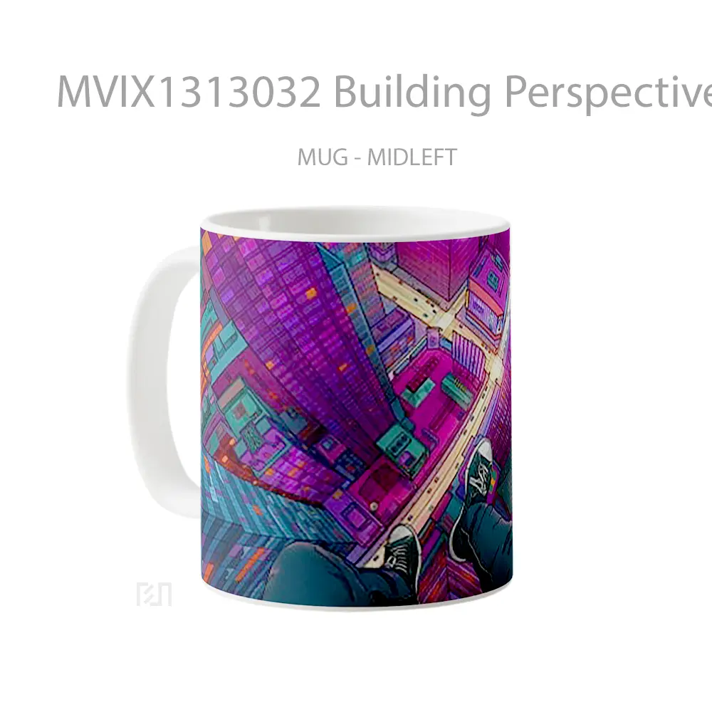 Mug Building Perspective From Above Digital Art Gelas Seni Modern - All-side / Desain
