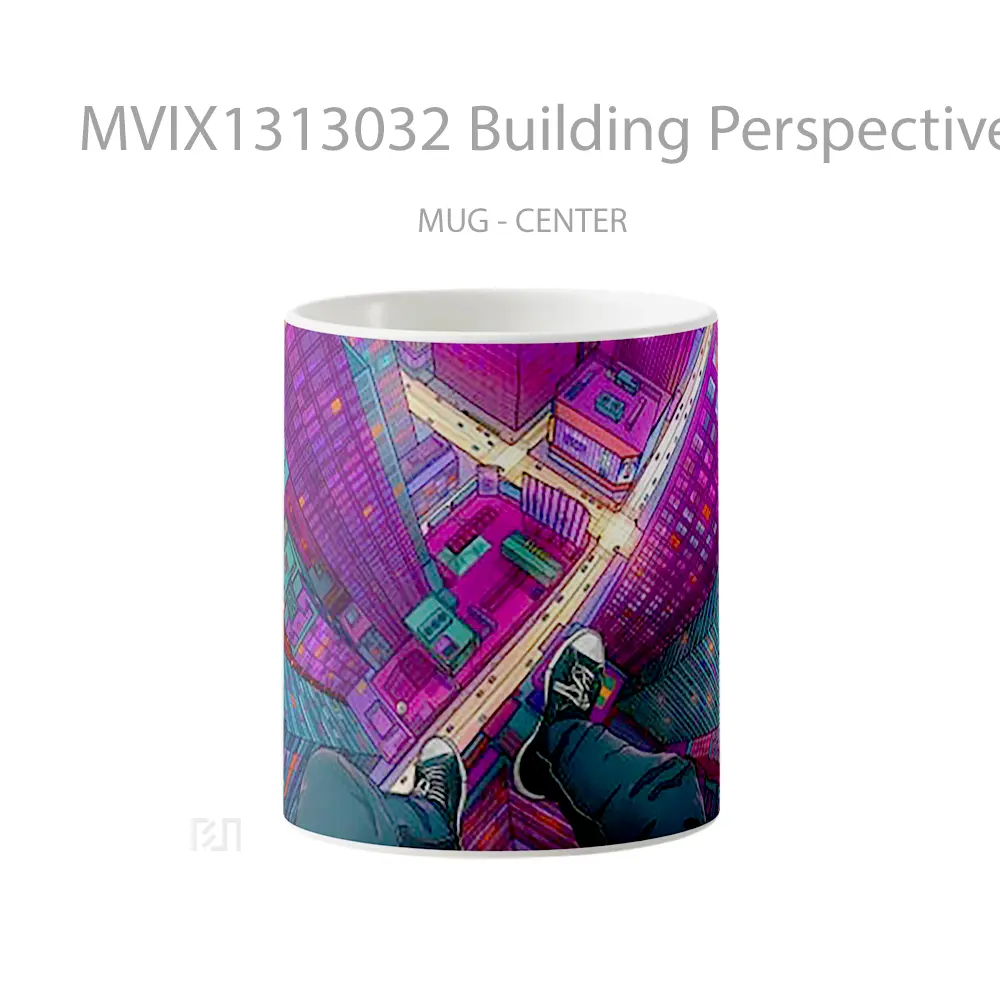 Mug Building Perspective From Above Digital Art Gelas Seni Modern