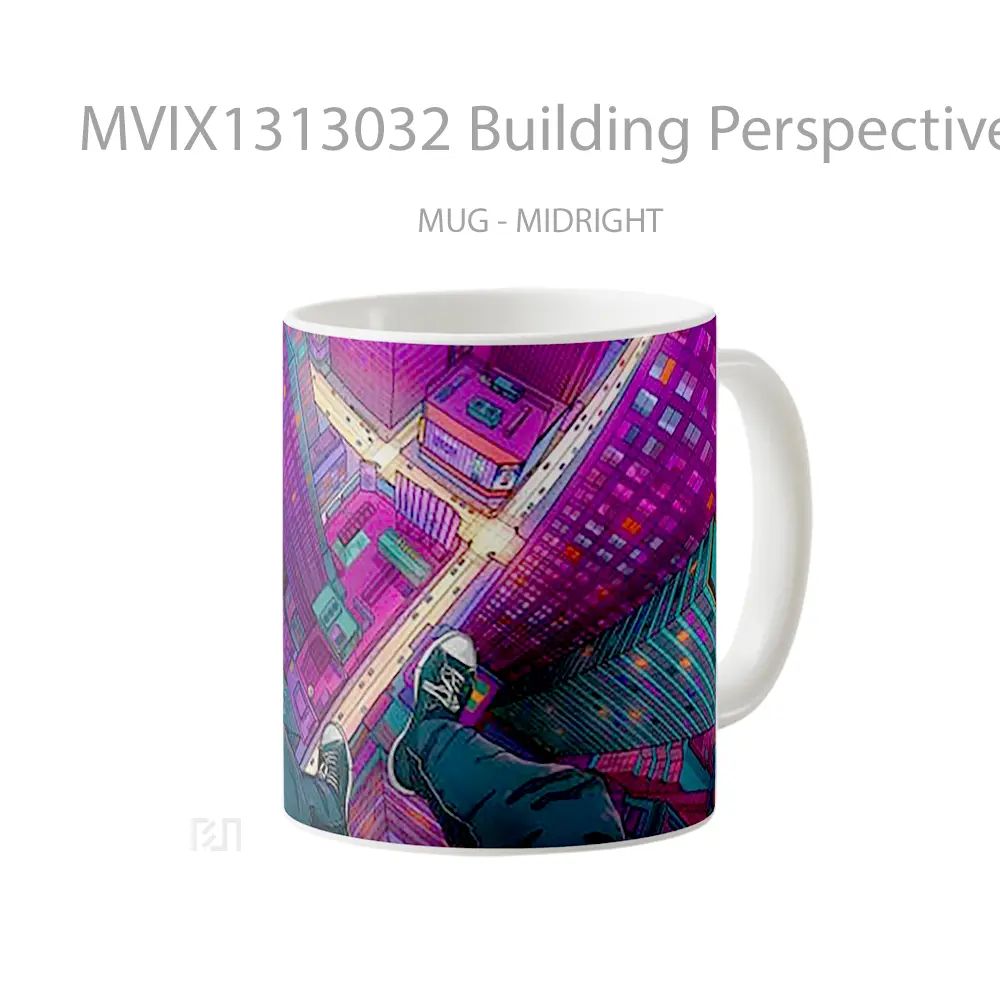 Mug Building Perspective From Above Digital Art Gelas Seni Modern - All-side / Desain