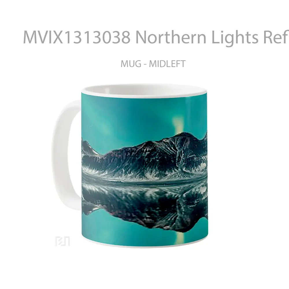 Mug Northern Lights Reflected With Mountains In Lake Gelas Pemandangan Alam - All-side / Desain