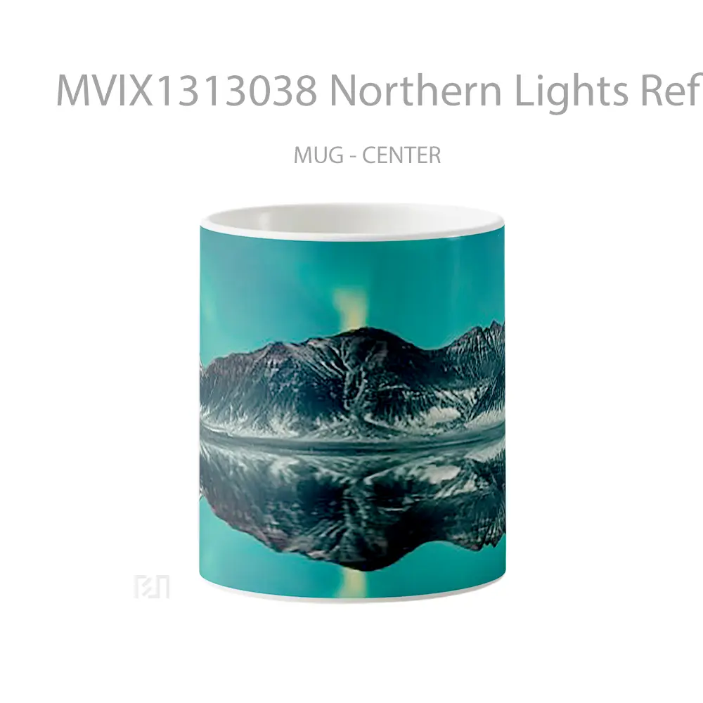 Mug Northern Lights Reflected With Mountains In Lake Gelas Pemandangan Alam