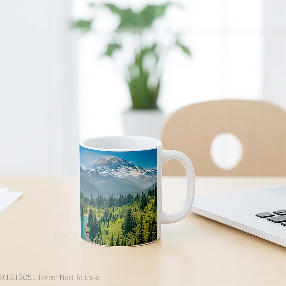 Mug Forest Next To Lake Gelas Pemandangan Alam - All-side / Desain