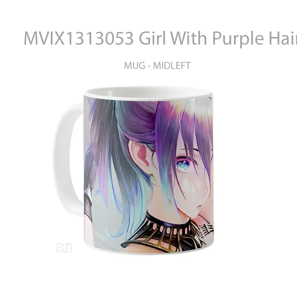 Mug Girl With Purple Hair Gelas Keramik Unik - All-side / Desain