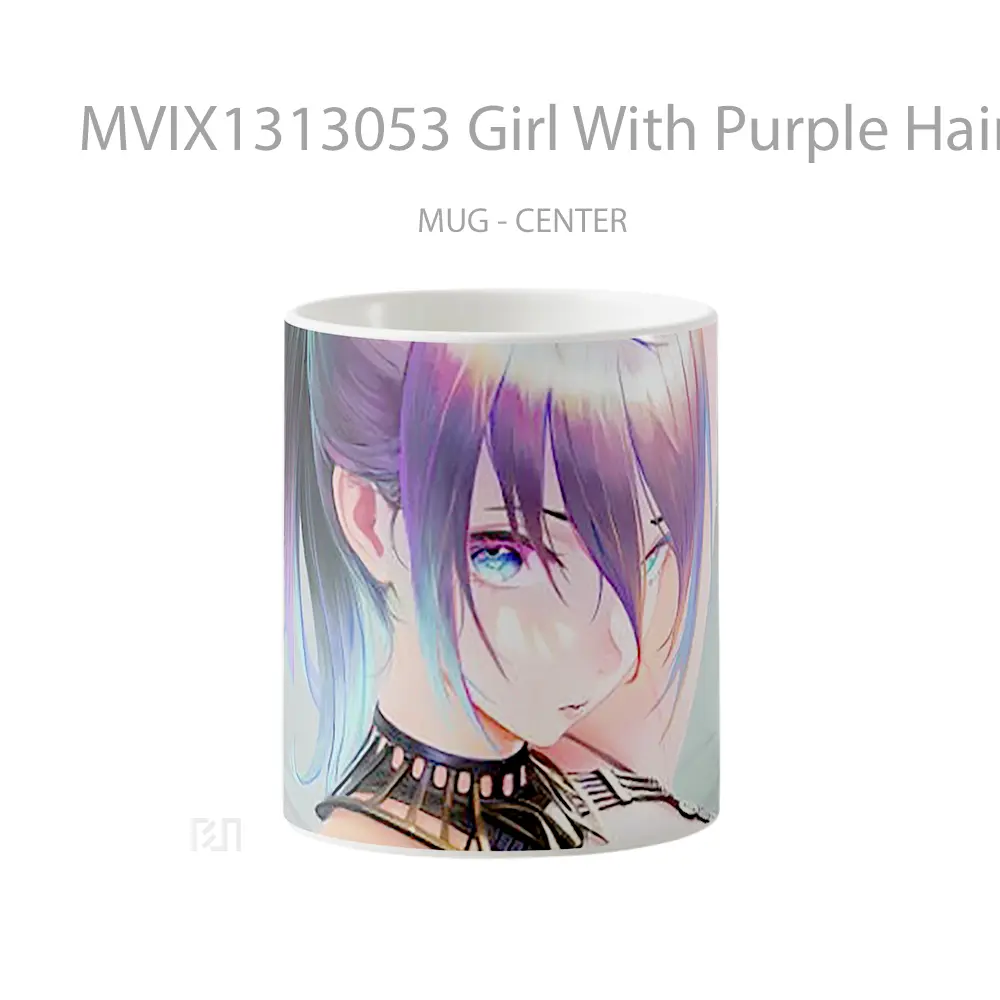 Mug Girl With Purple Hair Gelas Keramik Unik