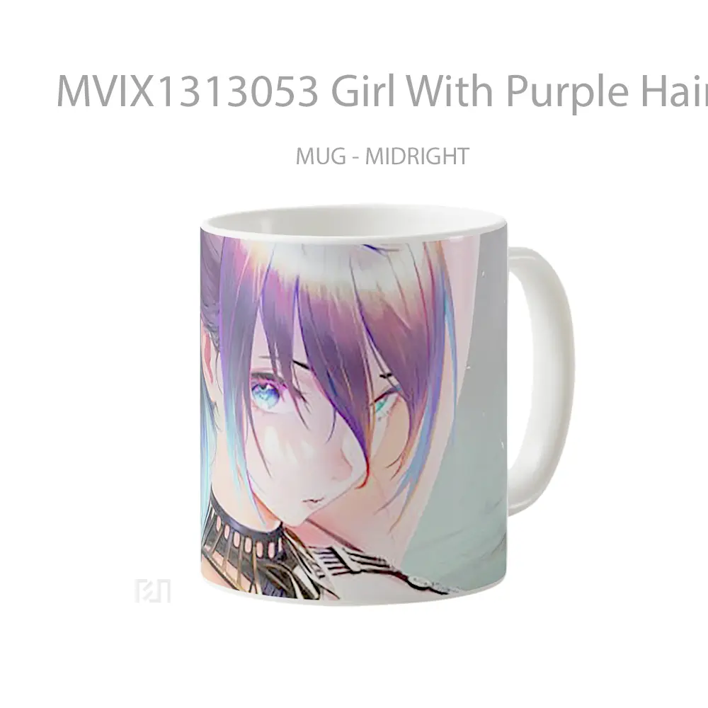 Mug Girl With Purple Hair Gelas Keramik Unik - All-side / Desain