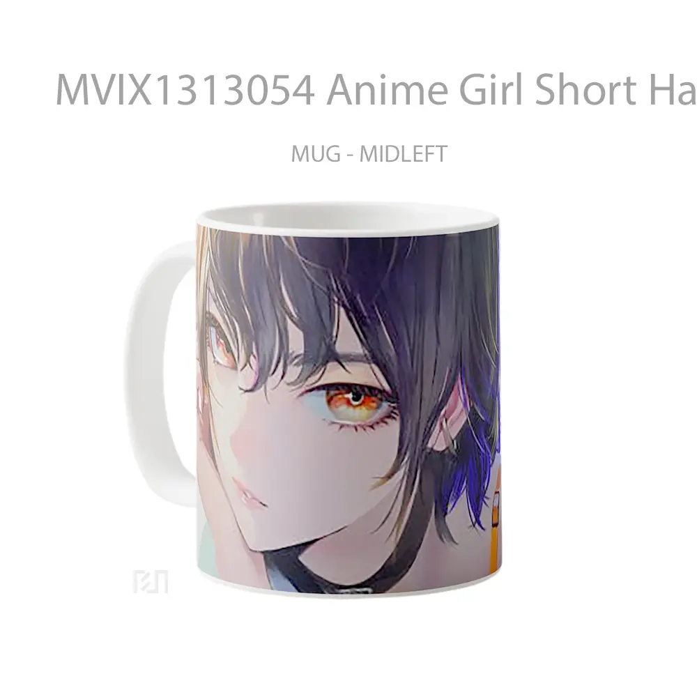 Mug Anime Girl Short Hair Cangkir Anime - All-side / Desain