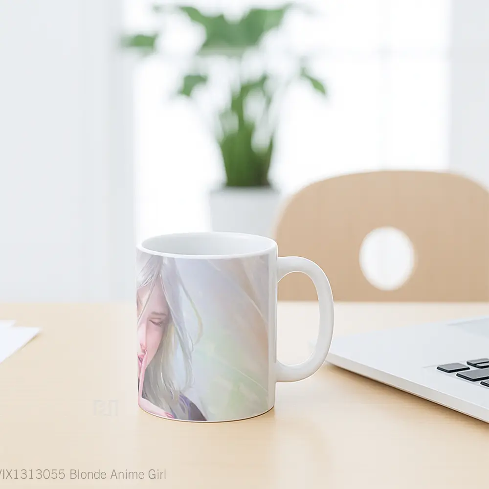 Mug Blonde Anime Girl Cangkir Anime - All-side / Desain