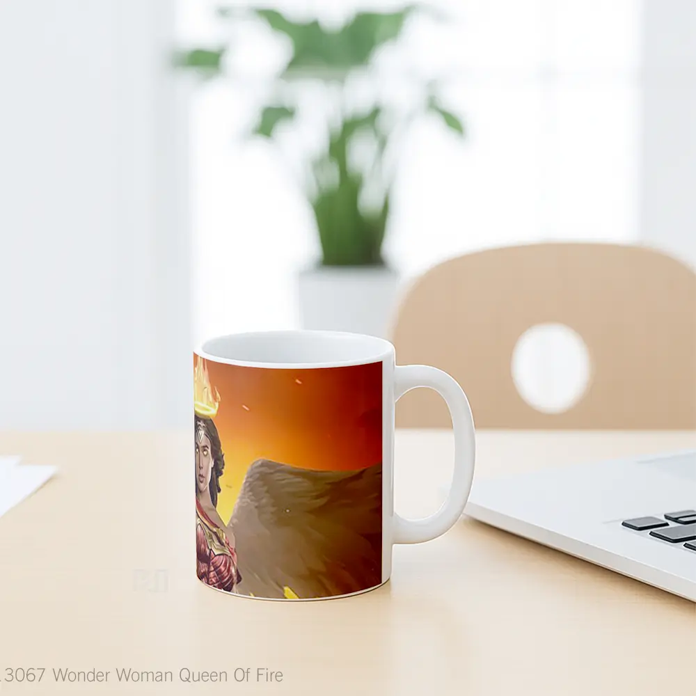 Mug Wonder Woman Queen Of Fire Gelas Superhero - All-side / Desain