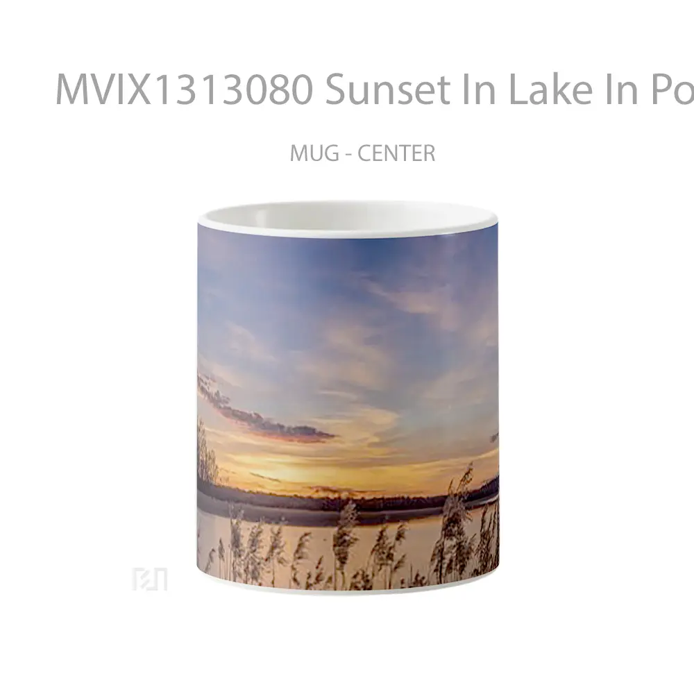 Mug Sunset In Lake In Poland Gelas Pemandangan Alam