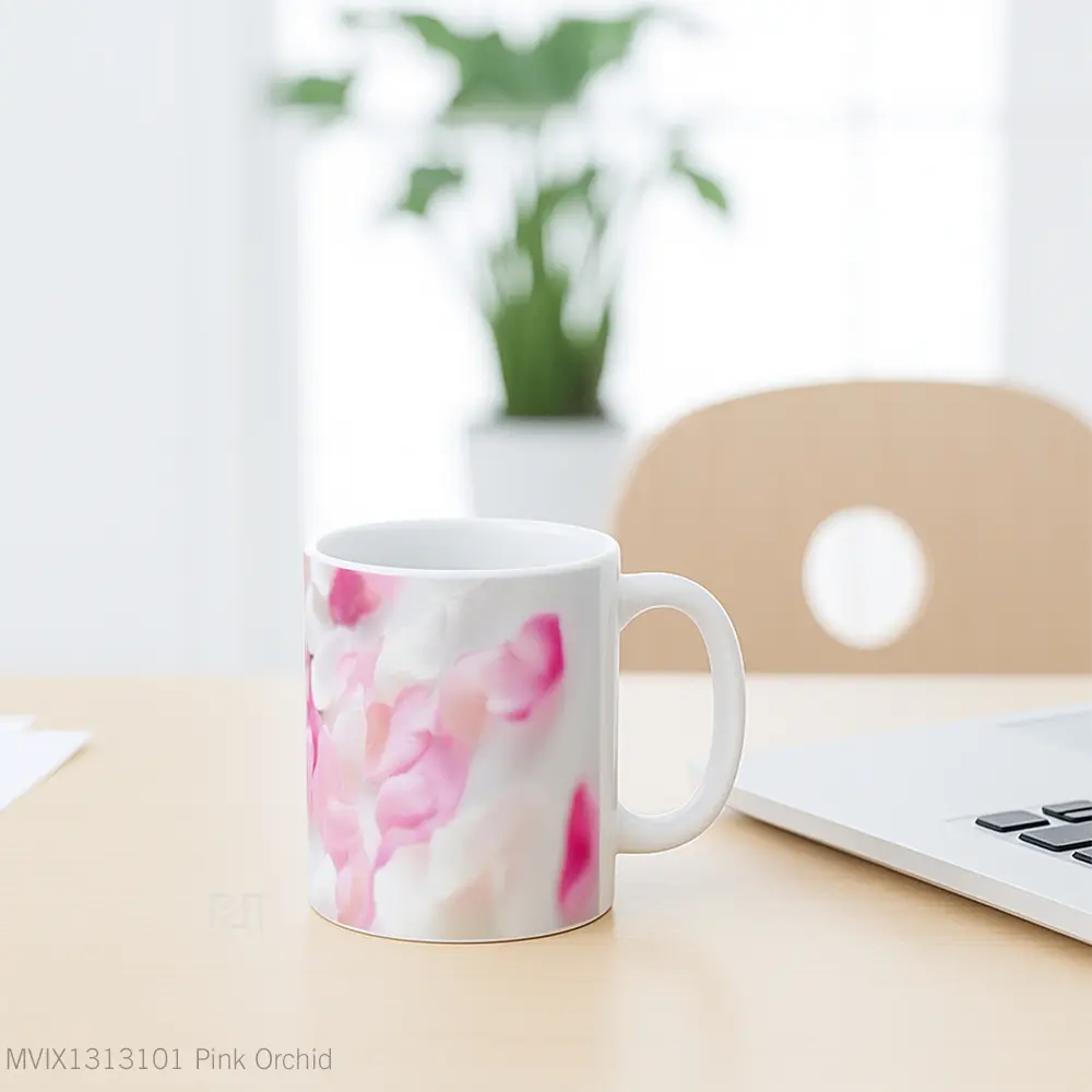 Mug Pink Orchid Gelas Keramik Unik - All-side / Desain