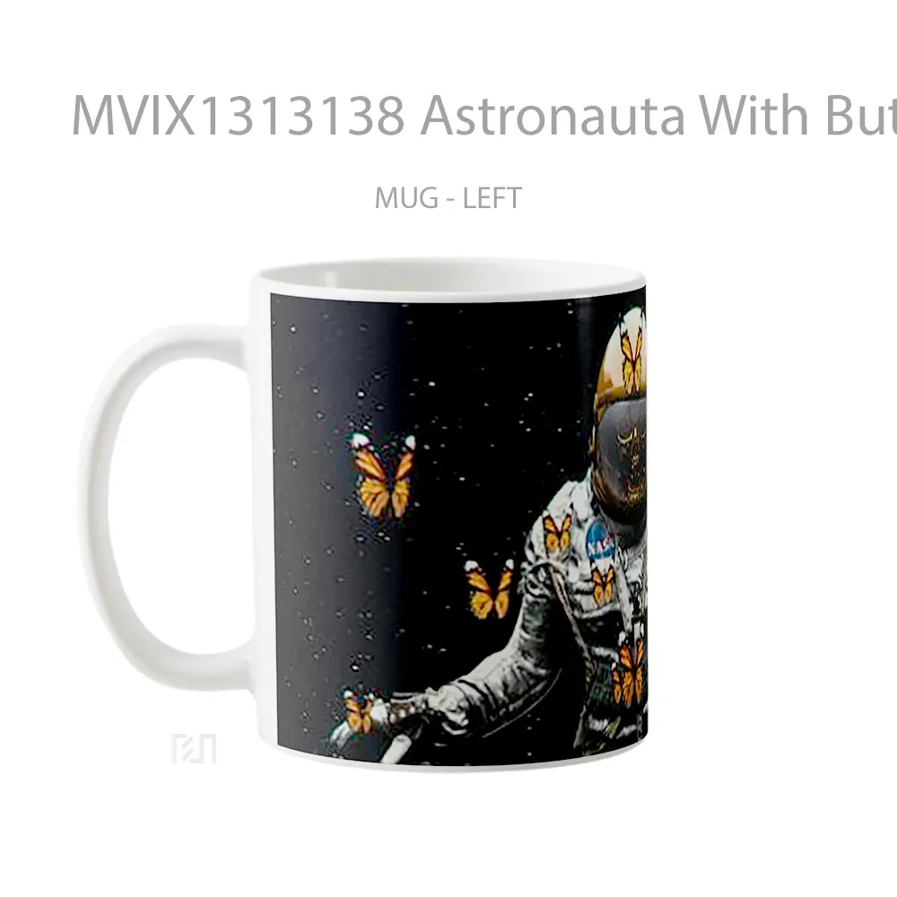 Mug Astronauta With Butterflies Gelas Hewan Lucu - All-side / Desain