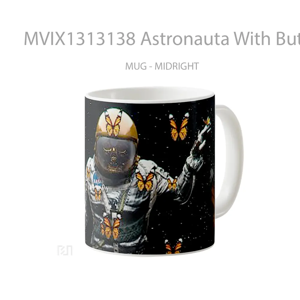Mug Astronauta With Butterflies Gelas Hewan Lucu - All-side / Desain