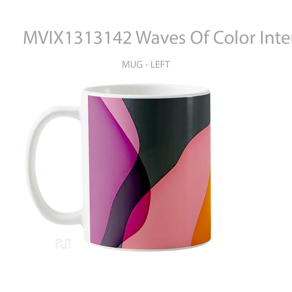 Mug Waves Of Color Intertwined Gelas Keramik Unik - All-side / Desain