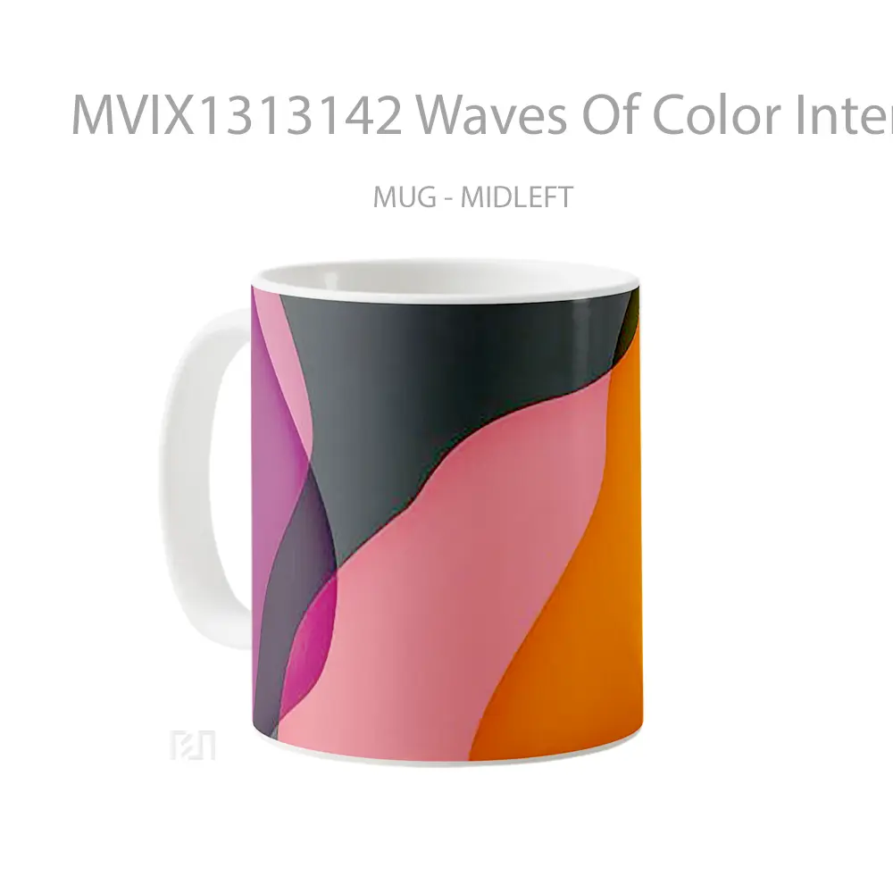 Mug Waves Of Color Intertwined Gelas Keramik Unik - All-side / Desain