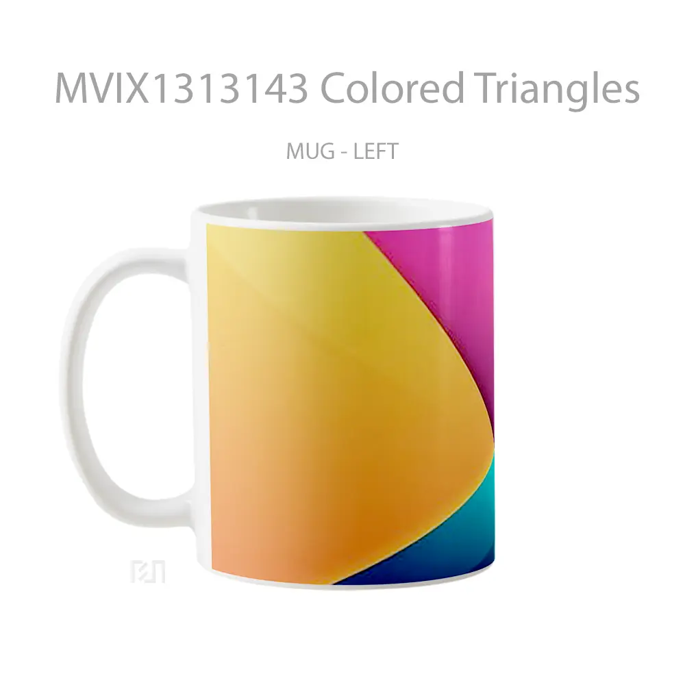 Mug Colored Triangles Gelas Keramik Unik - All-side / Desain