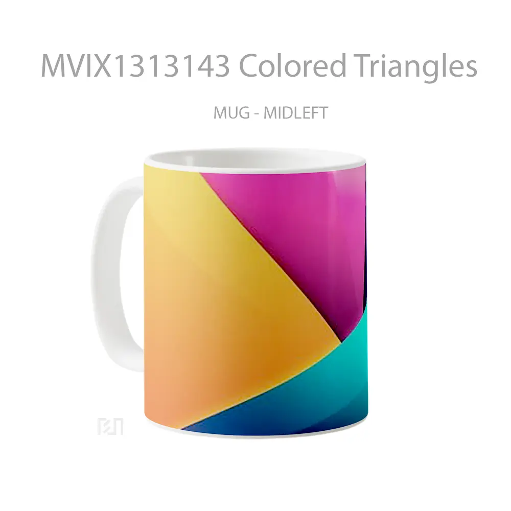 Mug Colored Triangles Gelas Keramik Unik - All-side / Desain