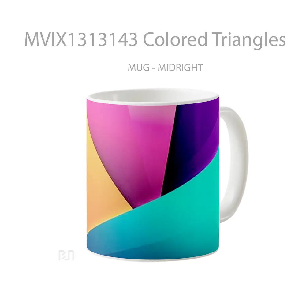 Mug Colored Triangles Gelas Keramik Unik - All-side / Desain