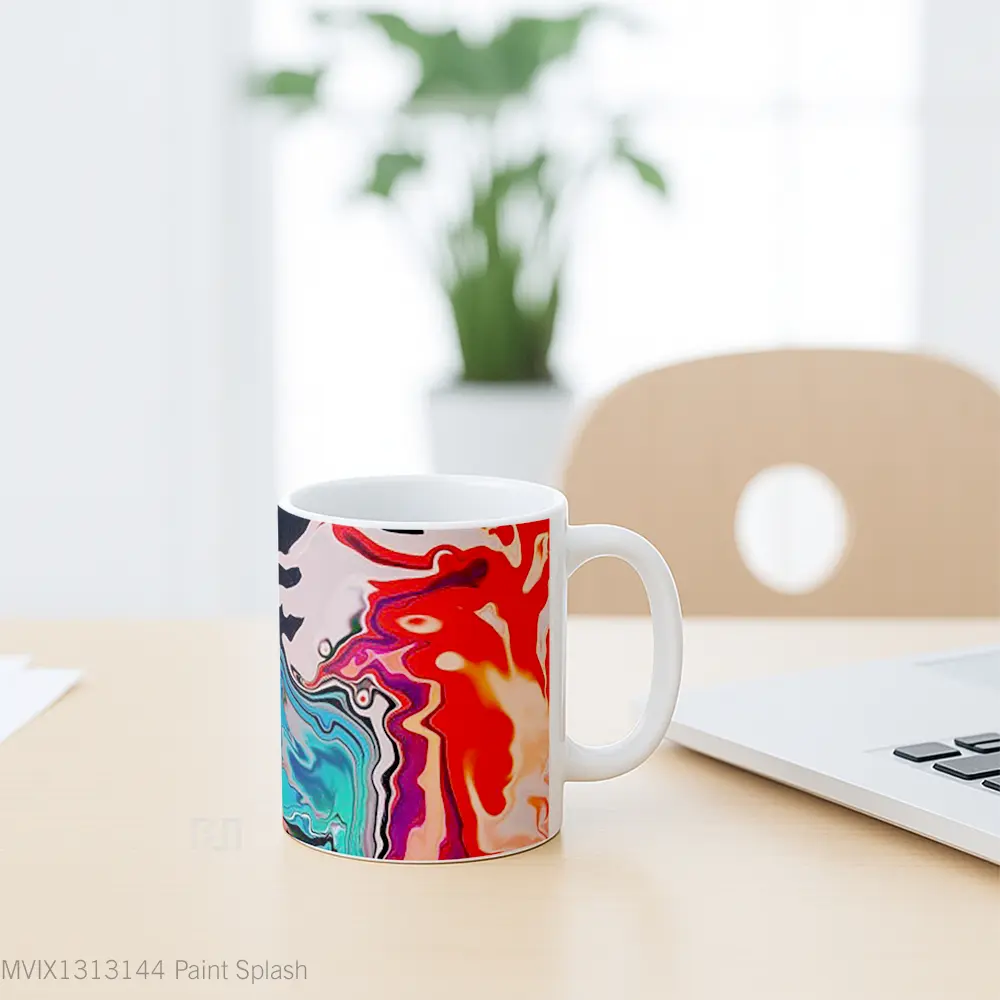 Mug Paint Splash Gelas Keramik Unik - All-side / Desain