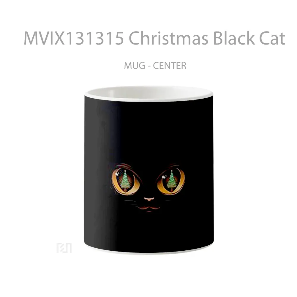 Mug Christmas Black Cat Gelas Hewan Lucu