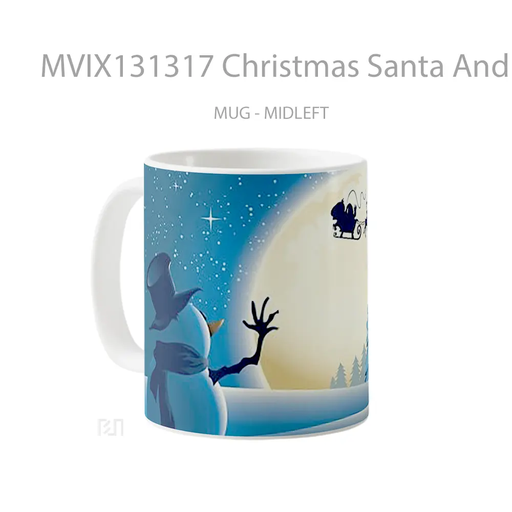 Mug Christmas Santa And Snowman Gelas Keramik Unik - All-side / Desain