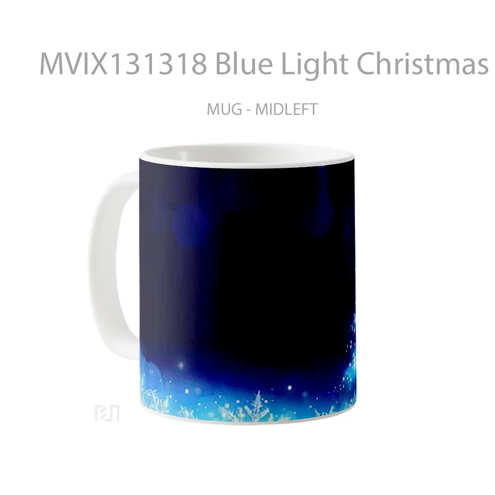 Mug Blue Light Christmas Tree Gelas Pemandangan Alam - All-side / Desain