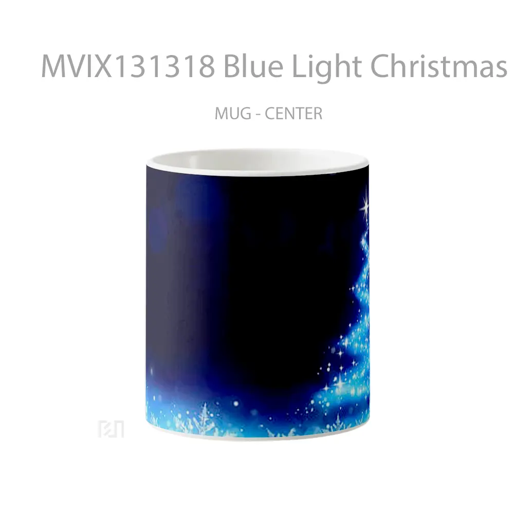 Mug Blue Light Christmas Tree Gelas Pemandangan Alam