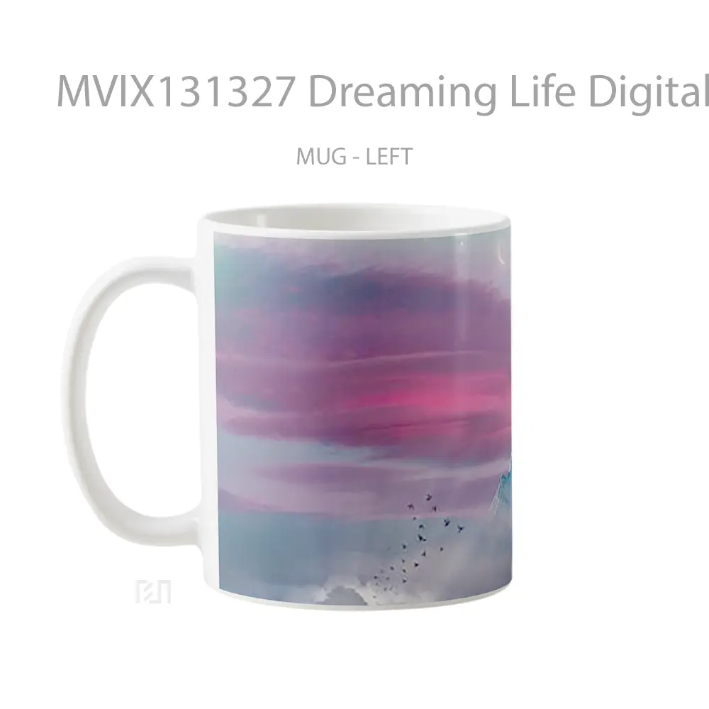 Mug Dreaming Life Digital Art Gelas Seni Modern - All-side / Desain