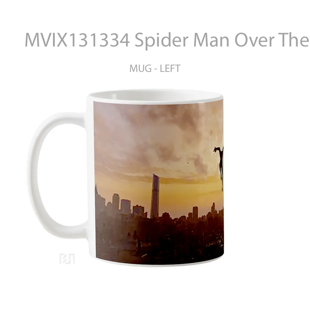 Mug Spider Man Over The City Gelas Superhero - All-side / Desain