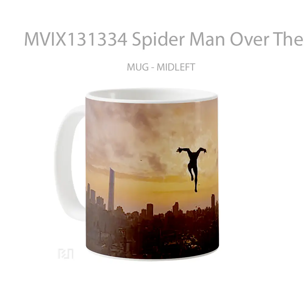 Mug Spider Man Over The City Gelas Superhero - All-side / Desain