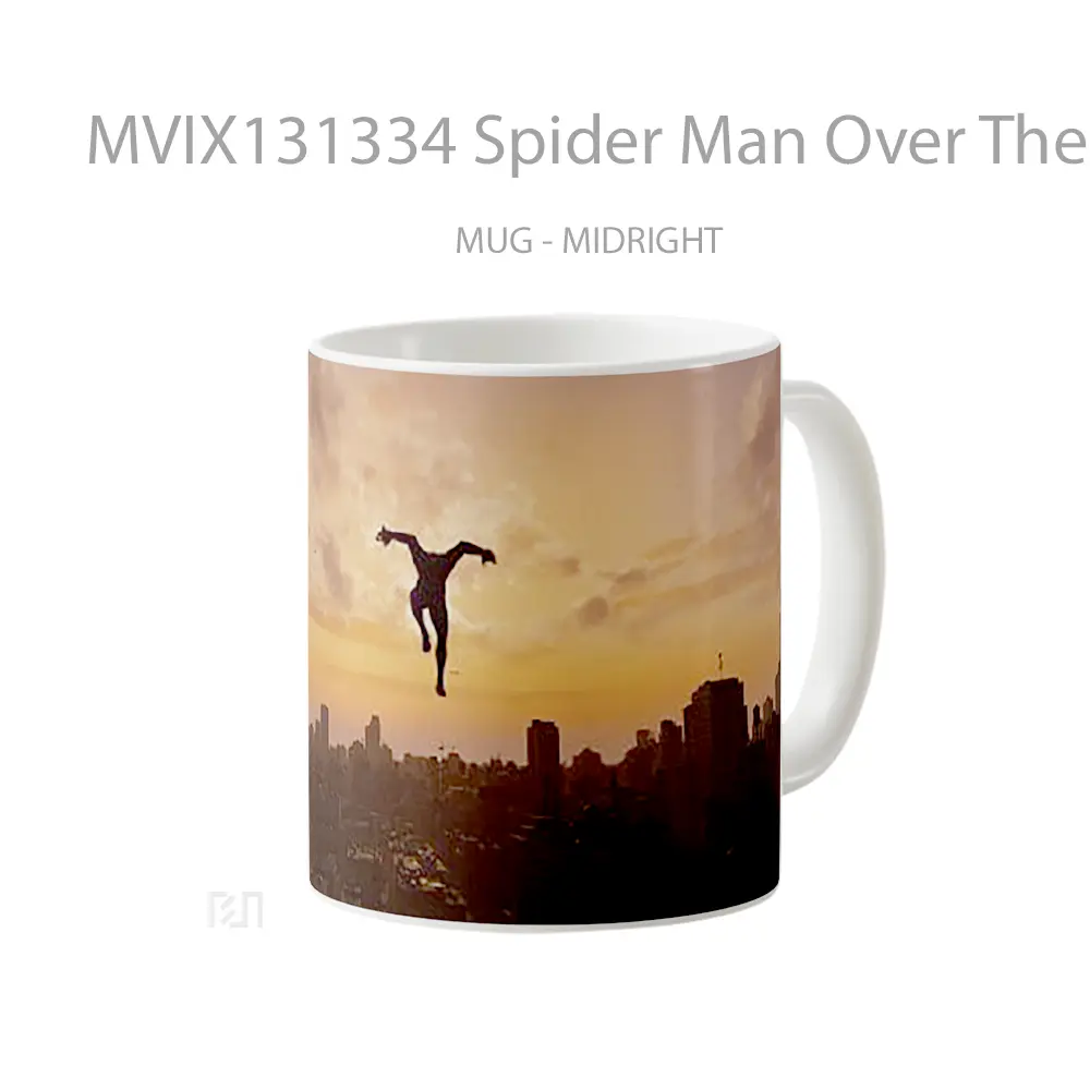 Mug Spider Man Over The City Gelas Superhero - All-side / Desain
