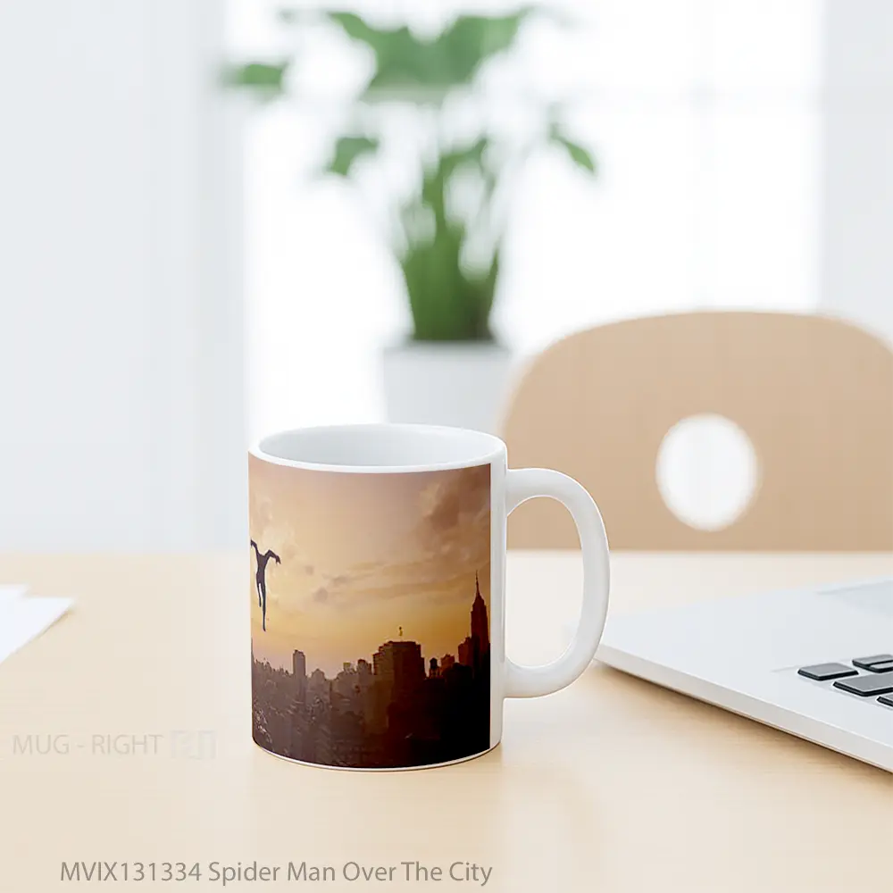 Mug Spider Man Over The City Gelas Superhero - All-side / Desain