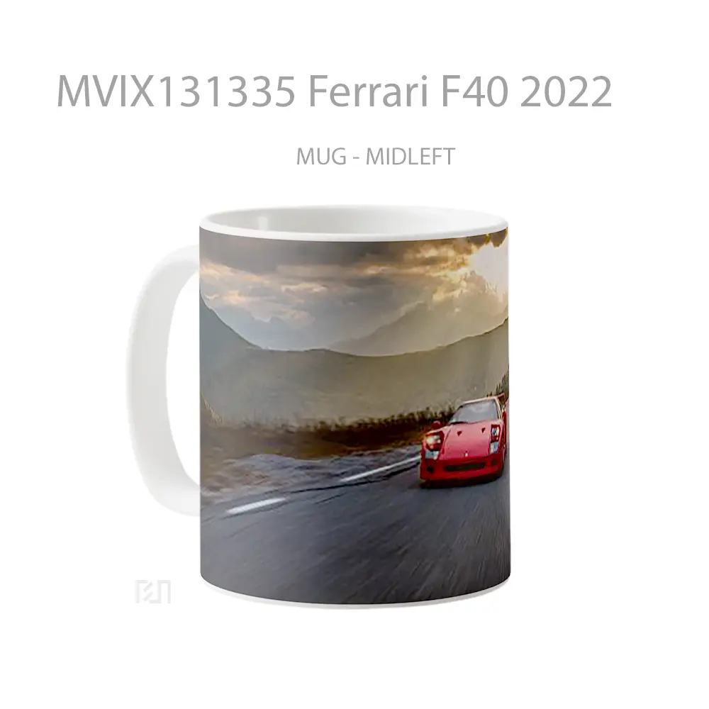 Mug Ferrari F40 2022 Cangkir Mobil - All-side / Desain