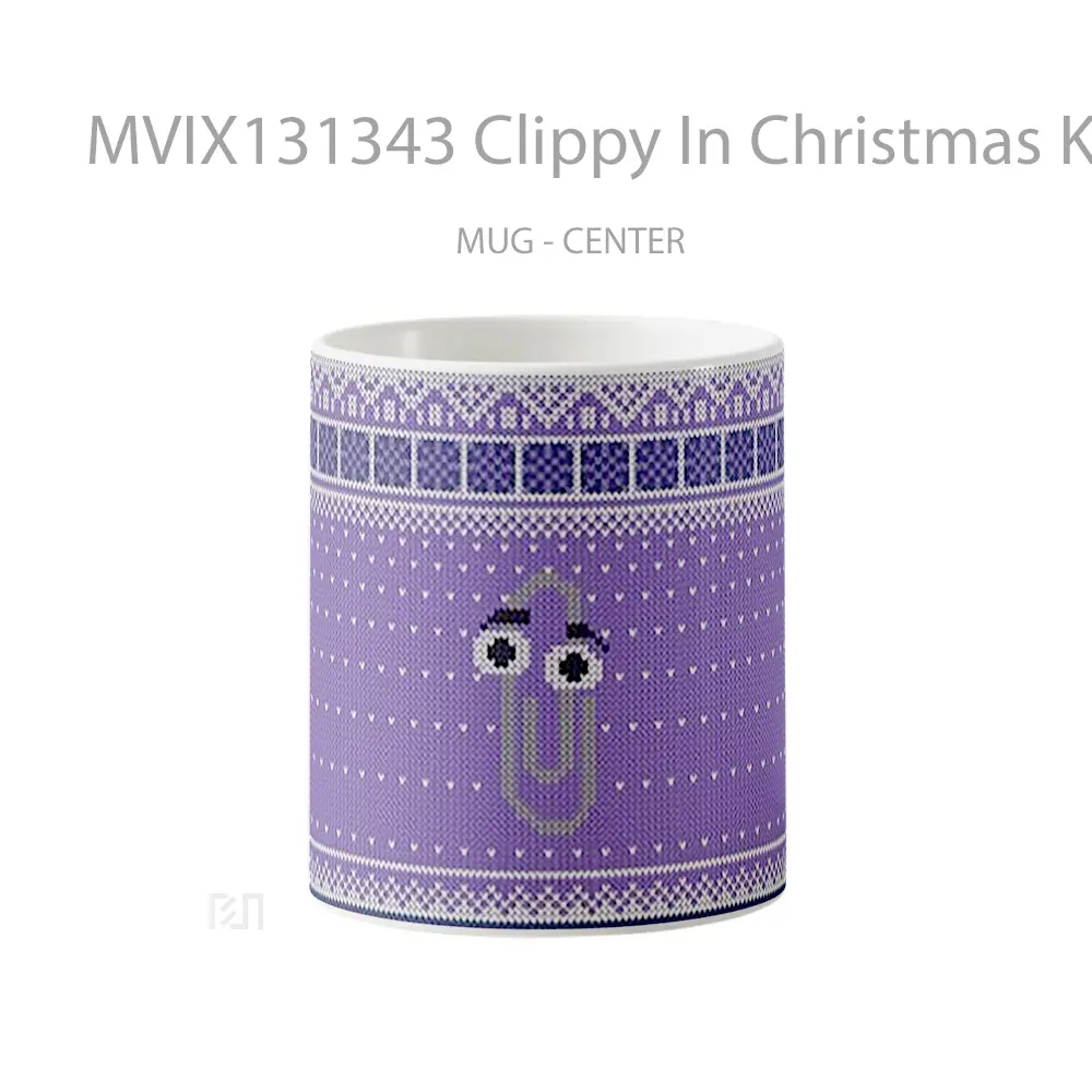 Mug Clippy In Christmas Knitted Pattern Gelas Seni Modern