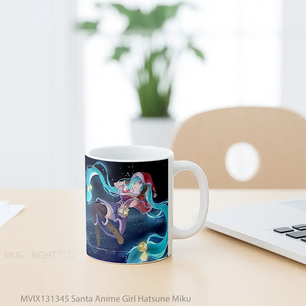 Mug Santa Anime Girl Hatsune Miku Cangkir Anime - All-side / Desain