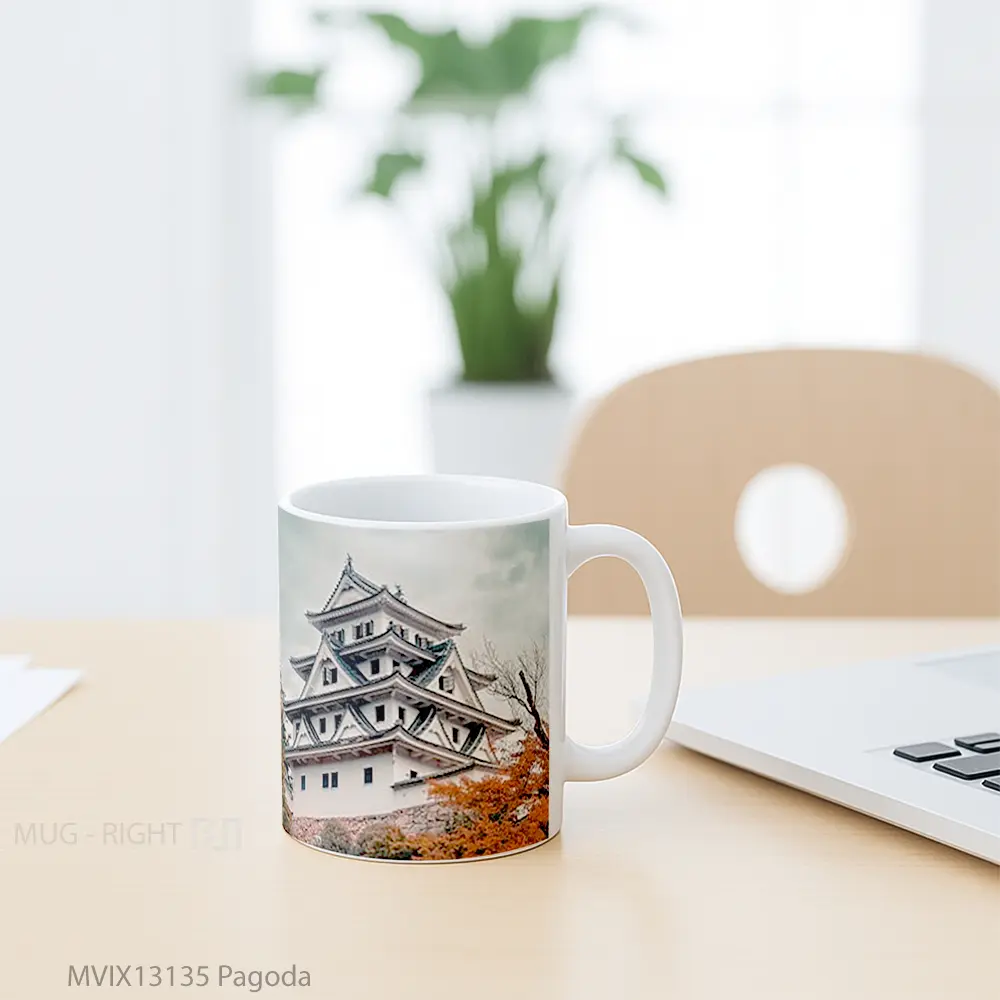 Mug Pagoda Gelas Keramik Unik - All-side / Desain
