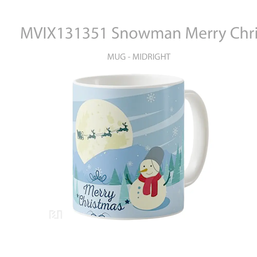 Mug Snowman Merry Christmas Gelas Keramik Unik - All-side / Desain
