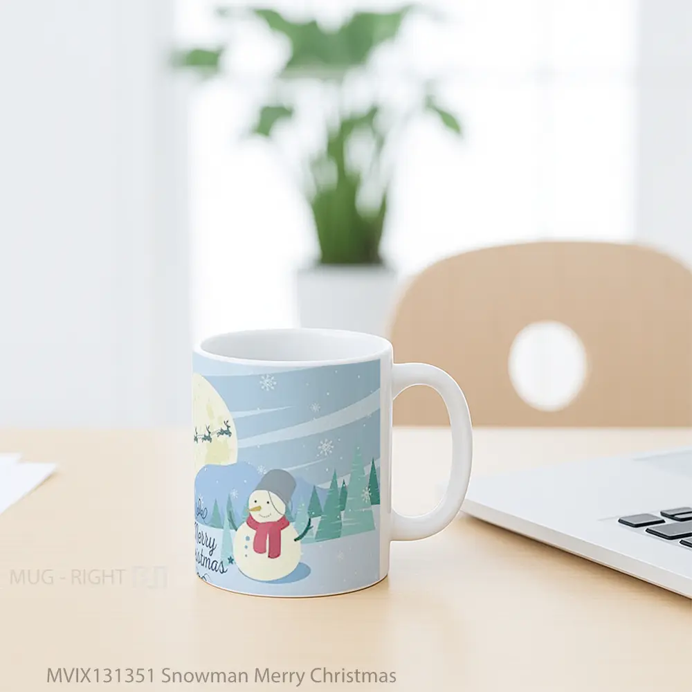 Mug Snowman Merry Christmas Gelas Keramik Unik - All-side / Desain