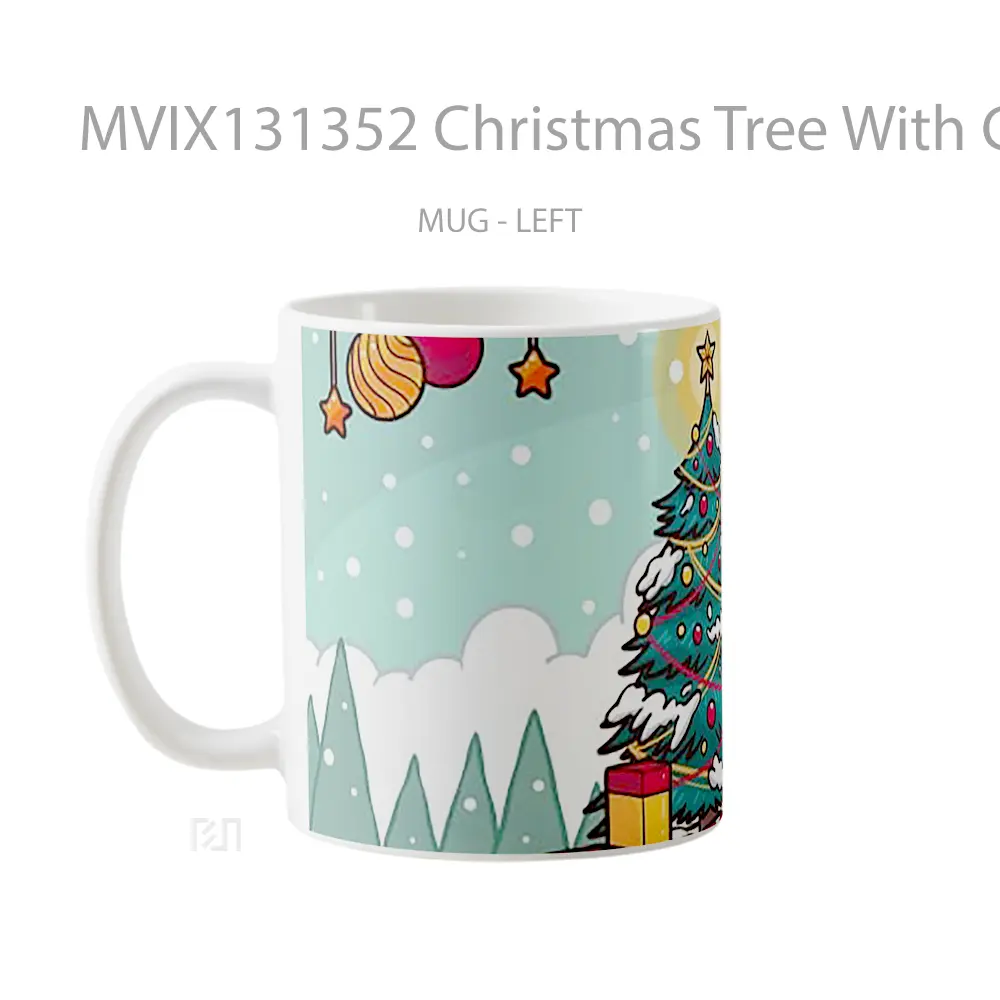 Mug Christmas Tree With Gifts Gelas Pemandangan Alam - All-side / Desain
