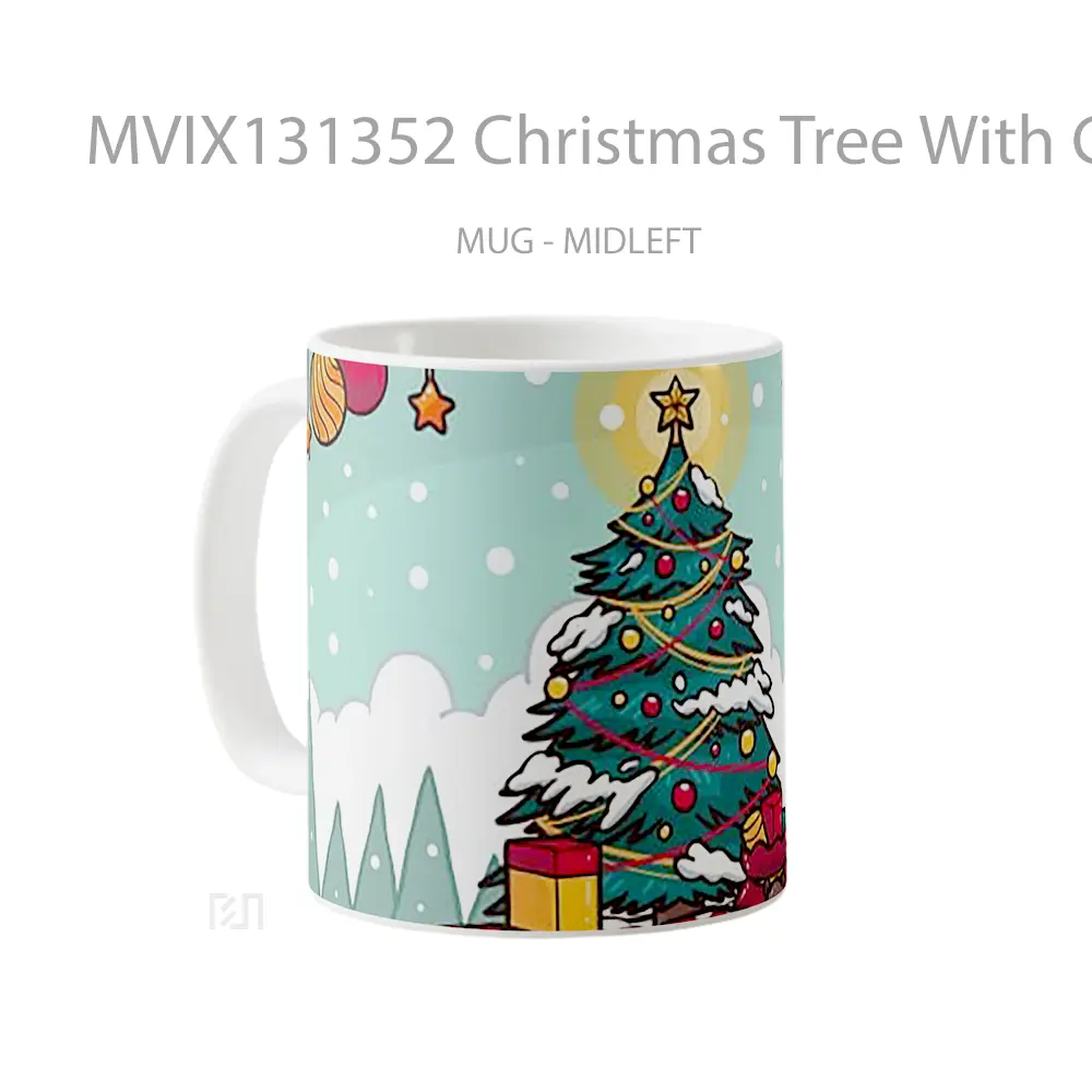 Mug Christmas Tree With Gifts Gelas Pemandangan Alam - All-side / Desain