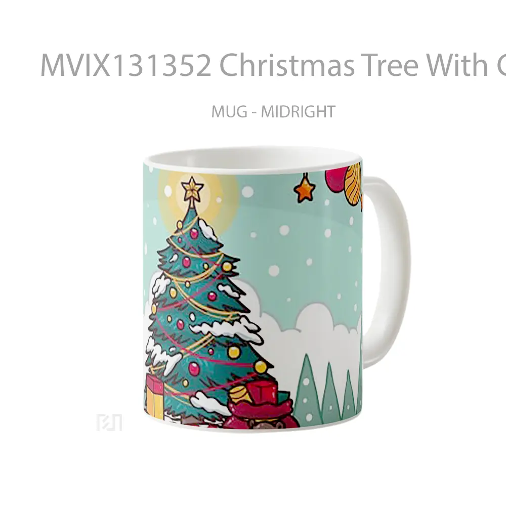 Mug Christmas Tree With Gifts Gelas Pemandangan Alam - All-side / Desain