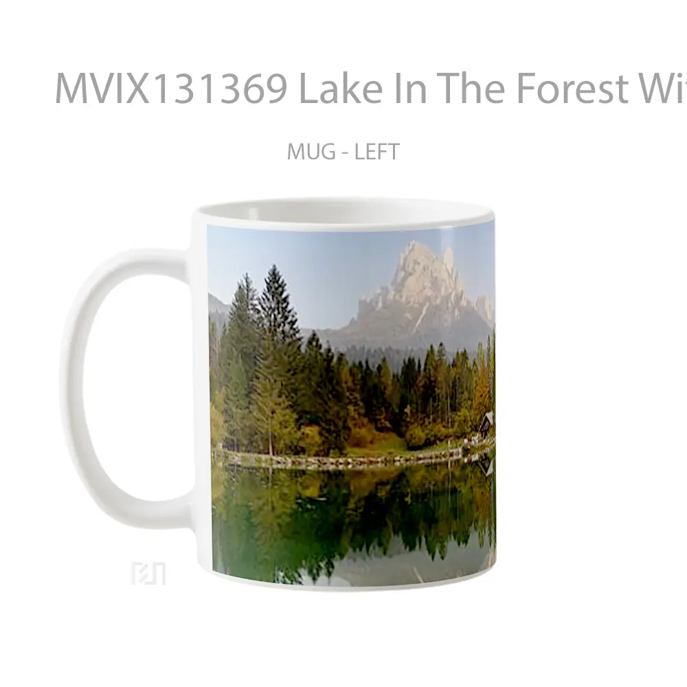 Mug Lake In The Forest With Mountains In Background Gelas Pemandangan Alam - All-side / Desain