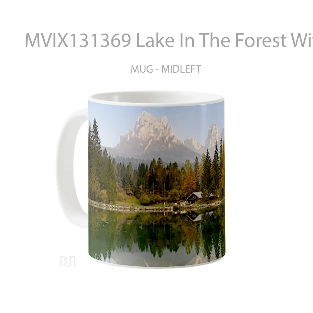 Mug Lake In The Forest With Mountains In Background Gelas Pemandangan Alam - All-side / Desain