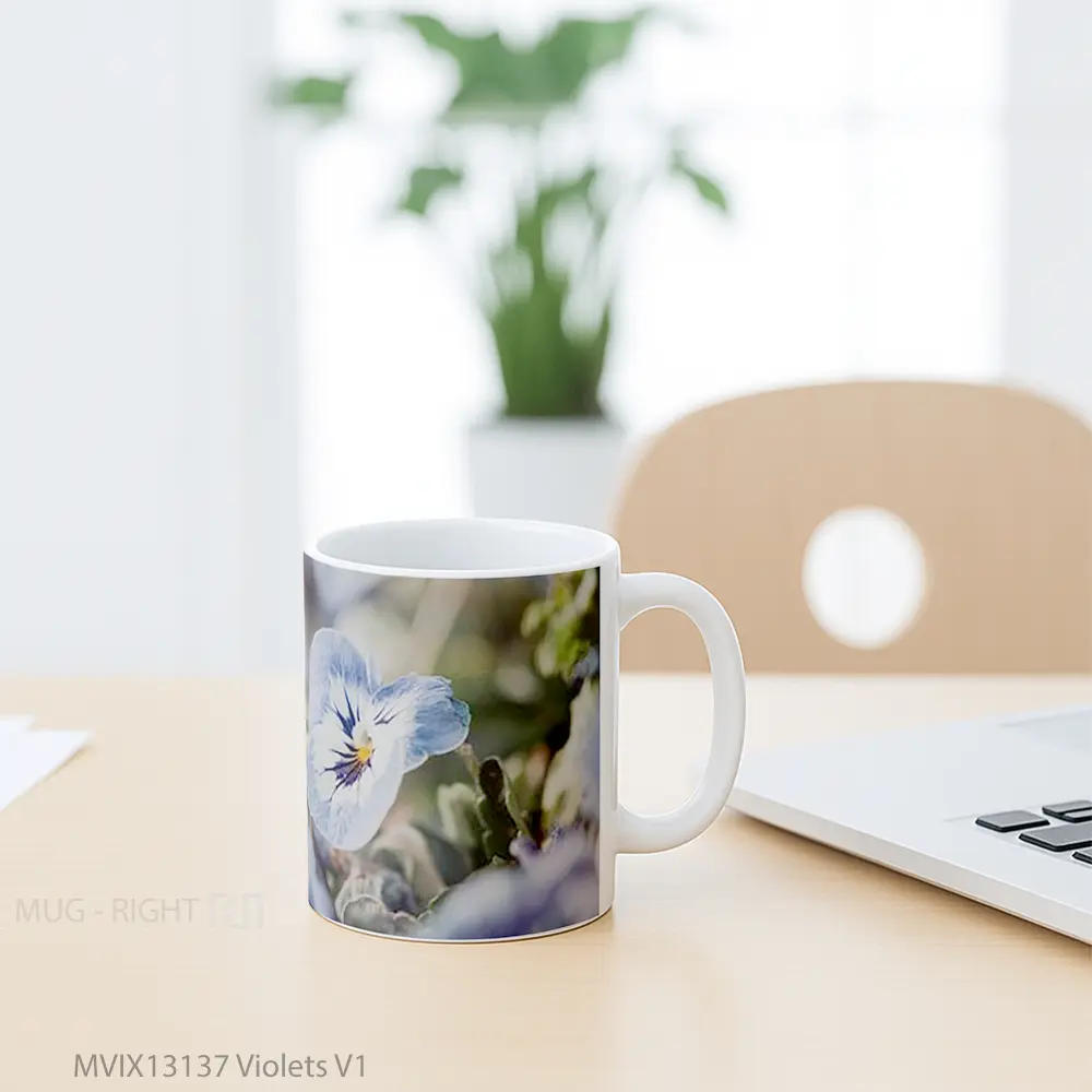 Mug Violets V1 Gelas Keramik Unik - All-side / Desain