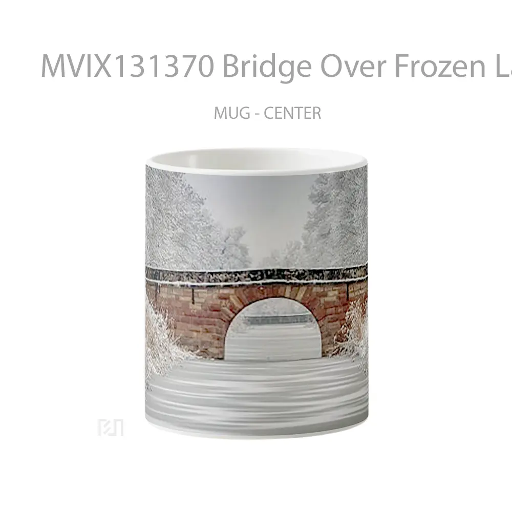Mug Bridge Over Frozen Lake Gelas Pemandangan Alam