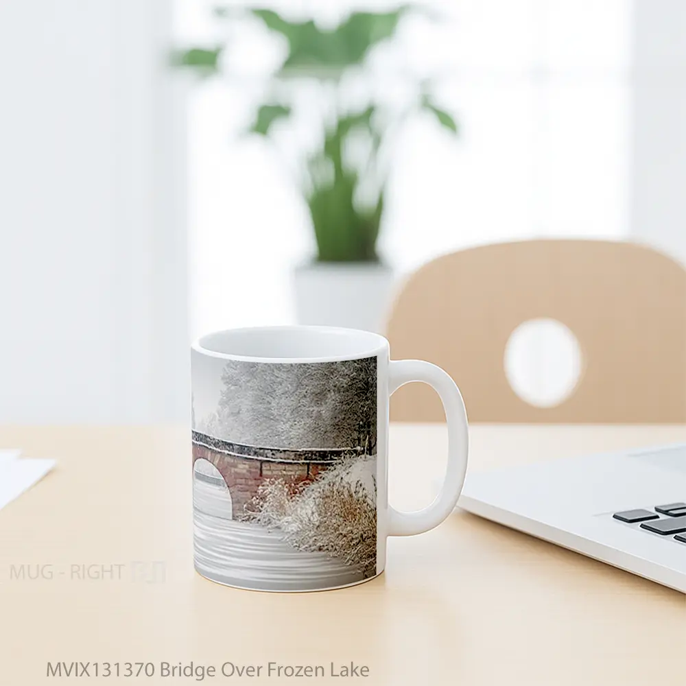 Mug Bridge Over Frozen Lake Gelas Pemandangan Alam - All-side / Desain