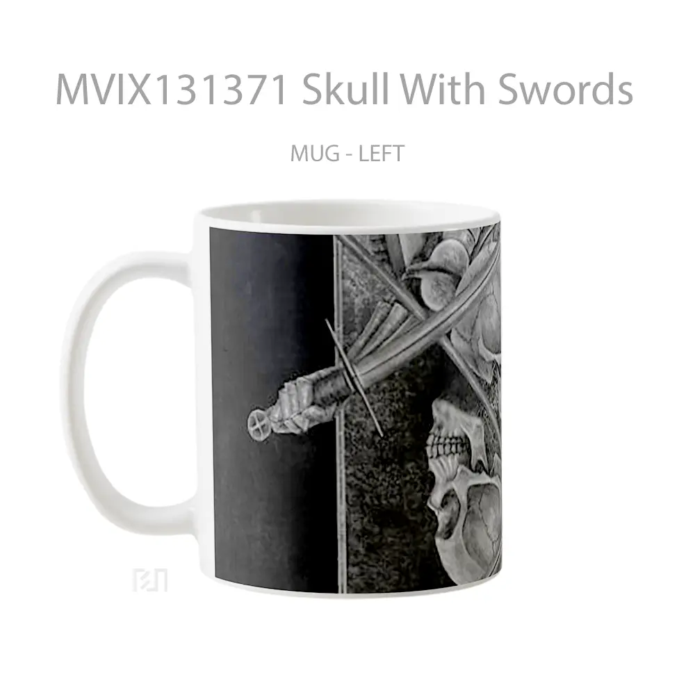 Mug Skull With Swords Gelas Keramik Unik - All-side / Desain