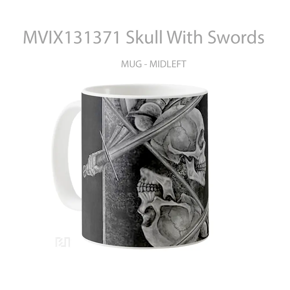Mug Skull With Swords Gelas Keramik Unik - All-side / Desain